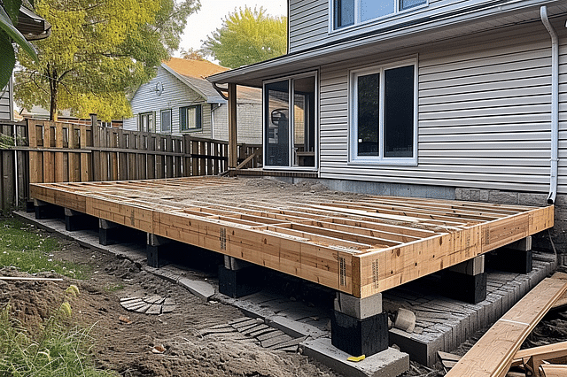 Building the foundation of a ground level deck