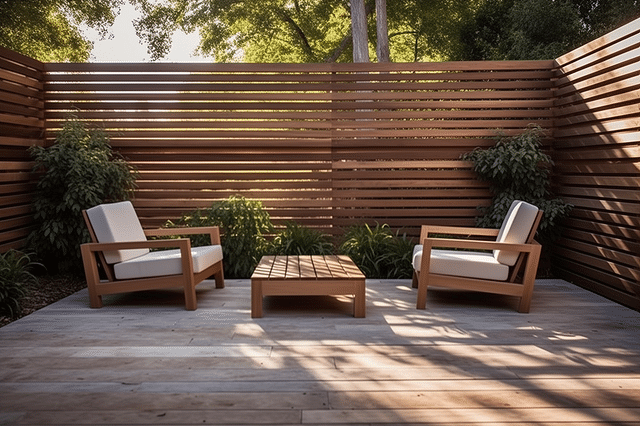 Horizontal slat fence for privacy