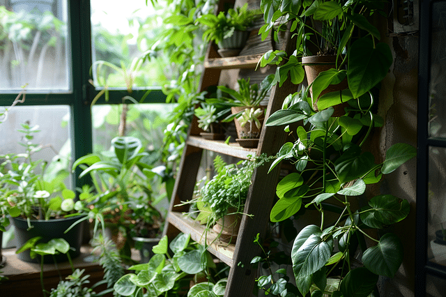 Using a ladder as a vertical garden