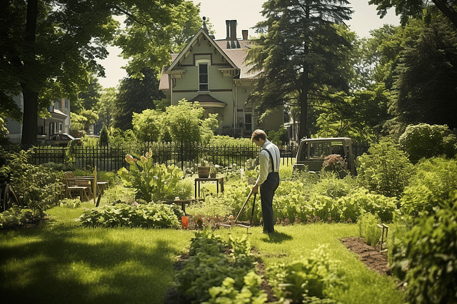 Man maintaining a garden