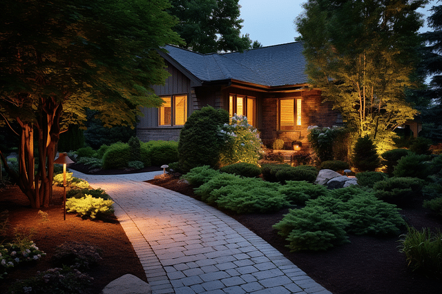 Outdoor mood lighting in the front yard