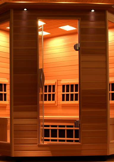 Heat Wave 4 Person Sauna Hemlock Wood Sonoma 9 Carbon Infrared Heaters MP3 Player Chromo Therapy Lighting 120V 2100W