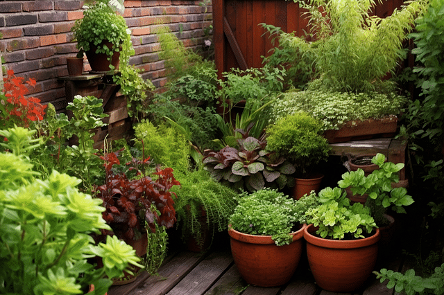 Garden corner with texture through container gardening